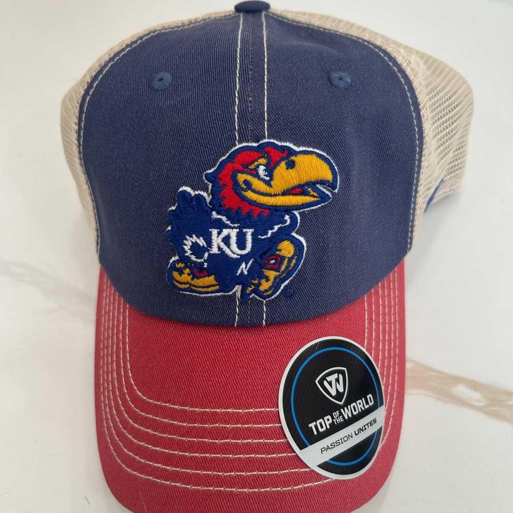 Kansas University KU Jayhawks Blue and Red Cap Hat